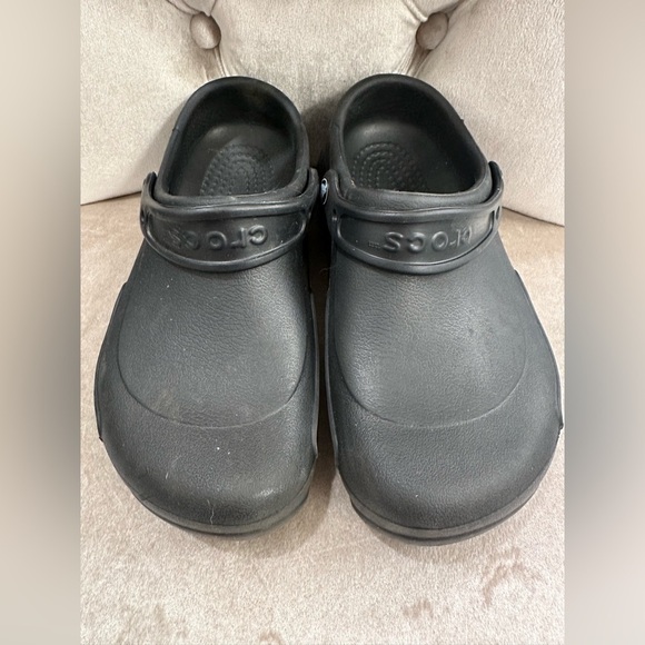 Crocs Work Crocs-Lock Slip-Resistant Classic Black Clogs Shoes Men 6 Women 8 EUC